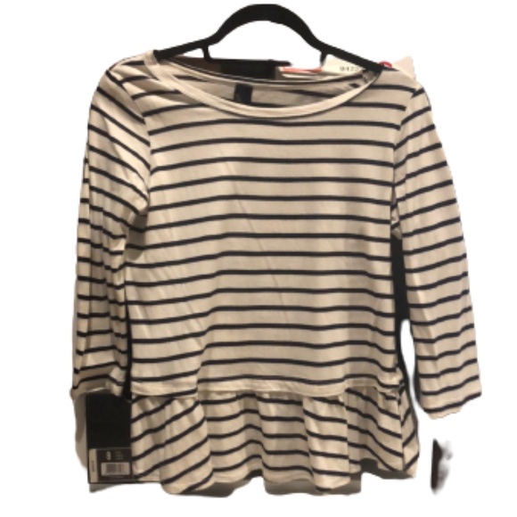 Blue Rain Tops - Striped Peplum Shirt